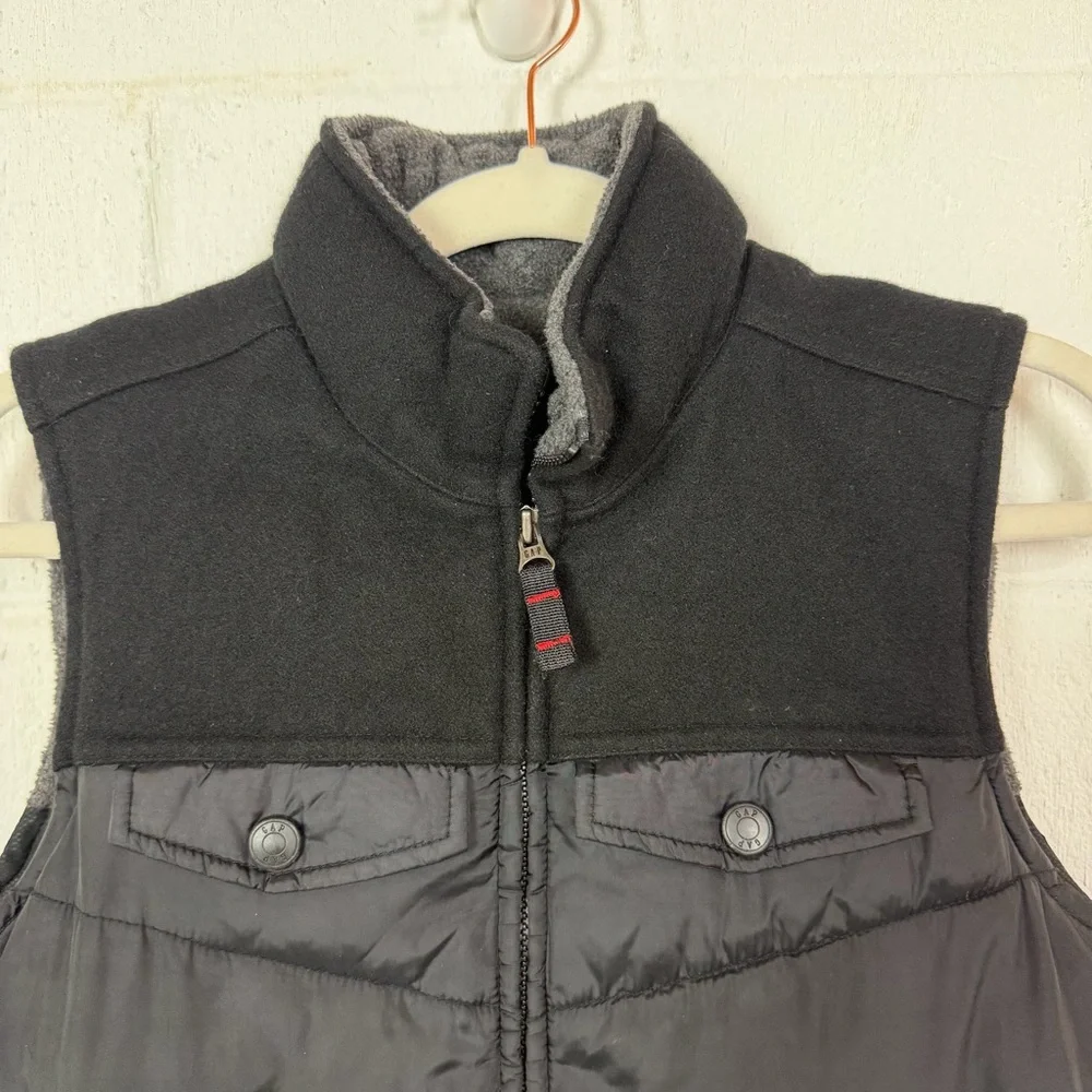Gap Boys Puffer Vest Wool Blend Black Pockets Y2K‎ ('06) Snow Winter Outdoor L